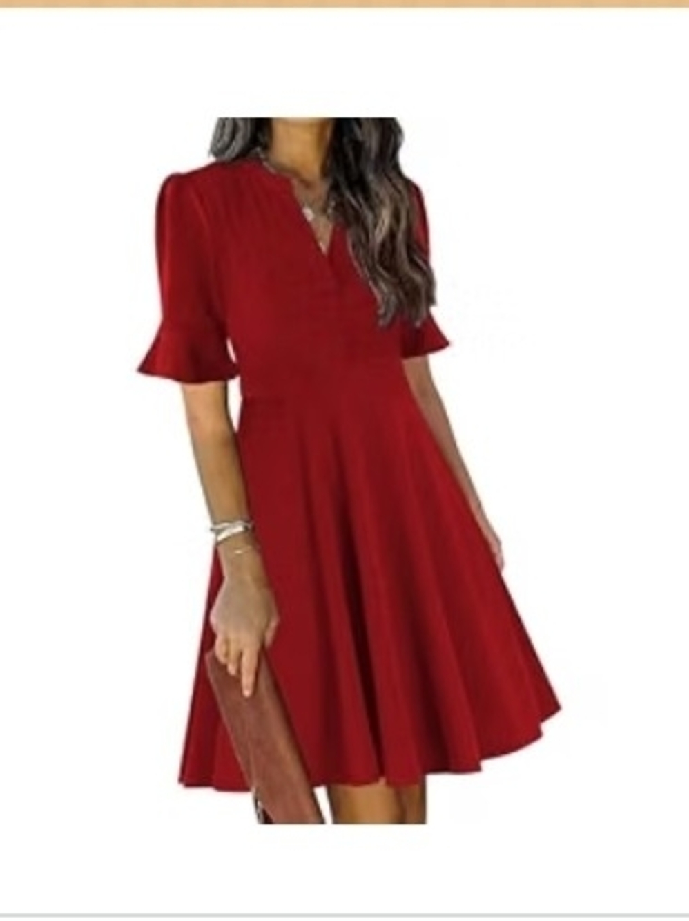Red V-Neck Fit & Flare Dress - Classic Women’s Style